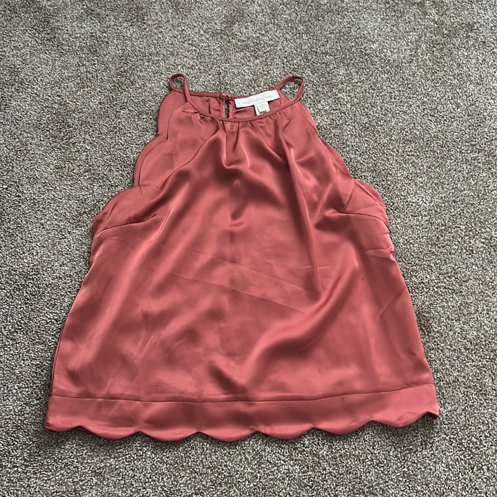 red silky tank